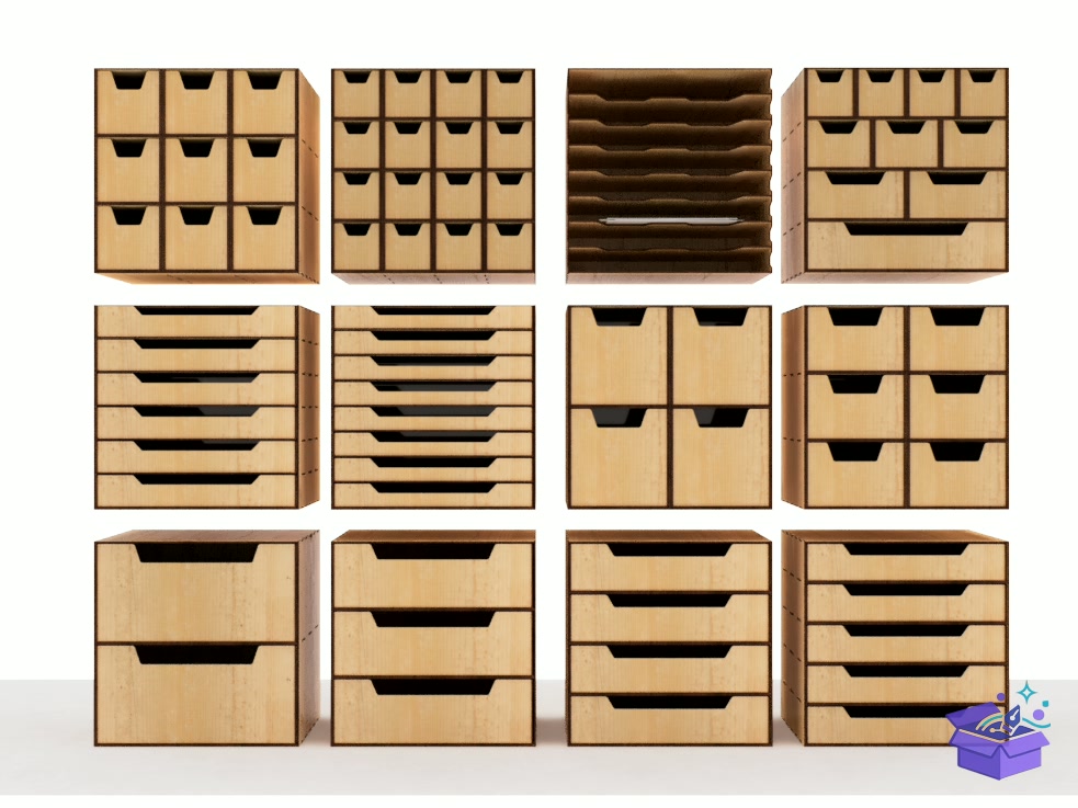 Lazer Kesim Of 12 Organizers - Lazer Kesim ve Çizim Dosyası (SVG, DXF, EPS, PNG) - detaylı önizleme 2