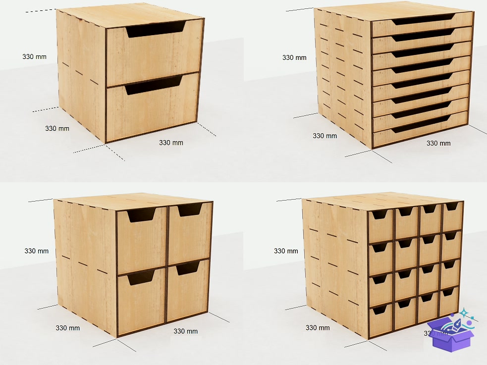 Lazer Kesim Of 12 Organizers - Lazer Kesim ve Çizim Dosyası (SVG, DXF, EPS, PNG) - detaylı önizleme 3