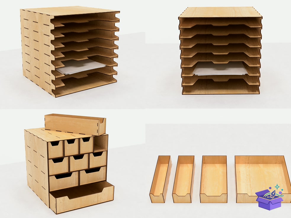 Lazer Kesim Of 12 Organizers - Lazer Kesim ve Çizim Dosyası (SVG, DXF, EPS, PNG) - detaylı önizleme 4