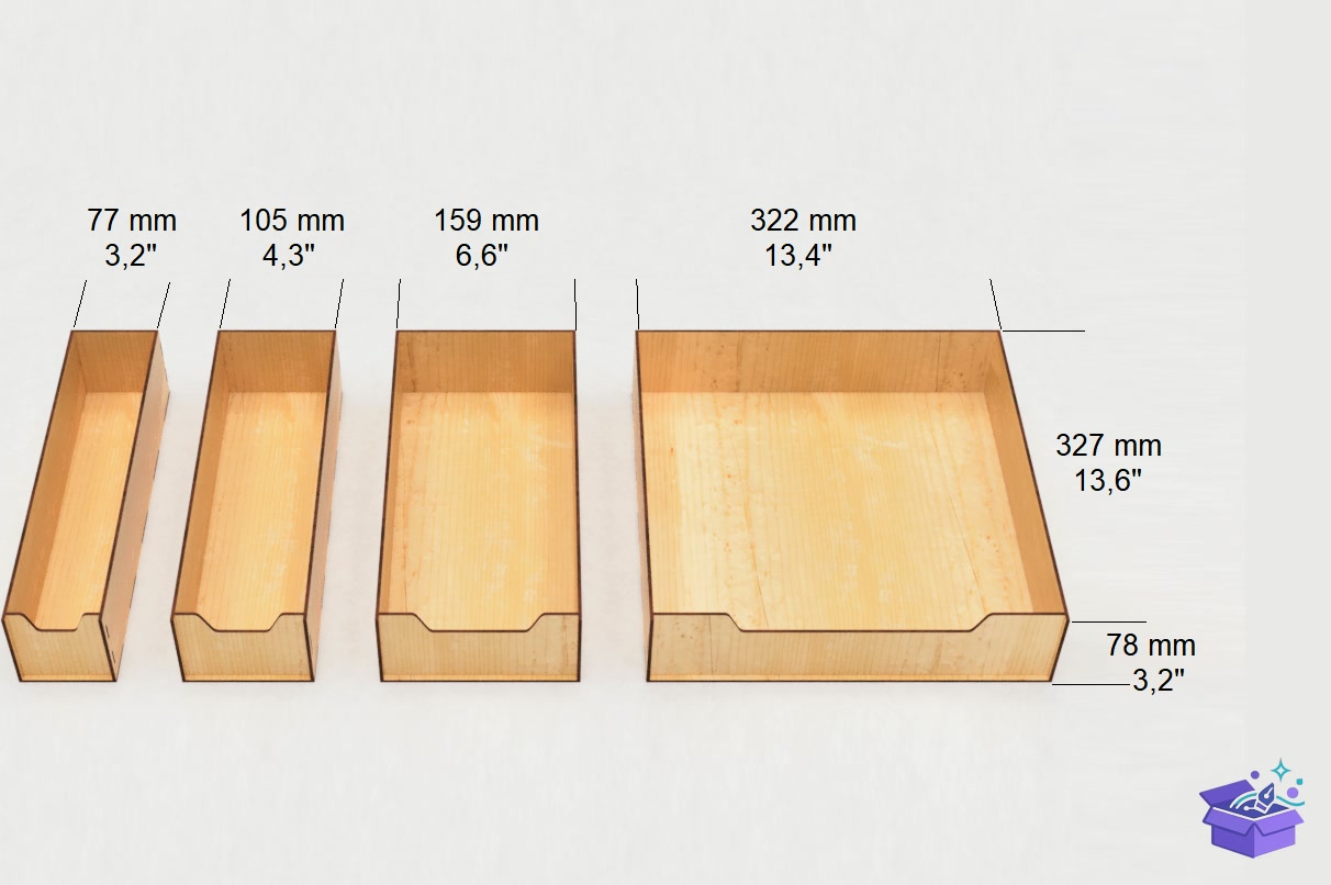 Lazer Kesim Organizer Kutu Of 10 Drawers - Lazer Kesim ve Çizim Dosyası (SVG, DXF, EPS, PNG) - detaylı önizleme 3