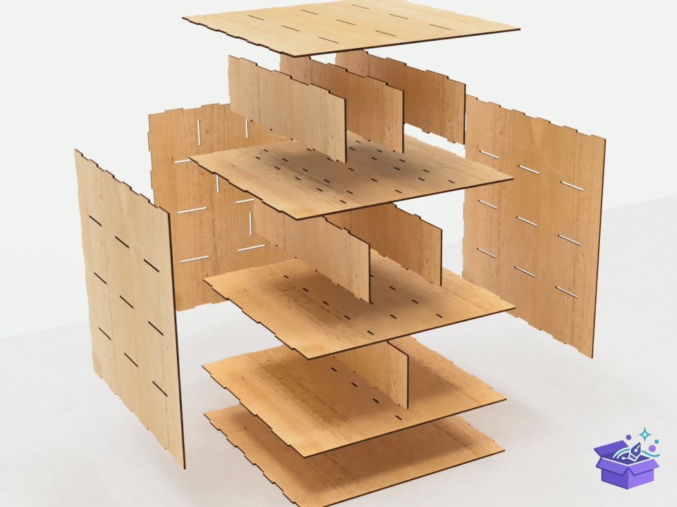 Lazer Kesim Organizer Kutu Of 10 Drawers - Lazer Kesim ve Çizim Dosyası (SVG, DXF, EPS, PNG) - detaylı önizleme 4