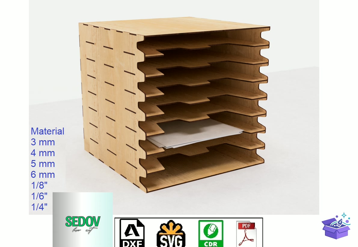 Lazer Kesim Office Organizer Files - Lazer Kesim ve Çizim Dosyası (SVG, DXF, EPS, PNG) - detaylı önizleme 5