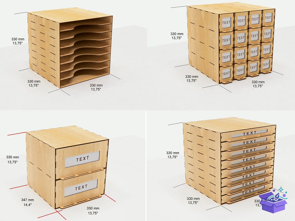 Of 12 Chest Of Drawers Lazer Kesim - Lazer Kesim ve Çizim Dosyası (SVG, DXF, EPS, PNG) - detaylı önizleme 2