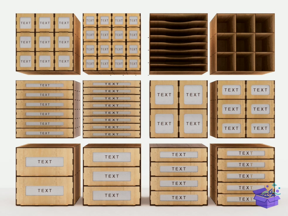 Of 12 Chest Of Drawers Lazer Kesim - Lazer Kesim ve Çizim Dosyası (SVG, DXF, EPS, PNG) - detaylı önizleme 3