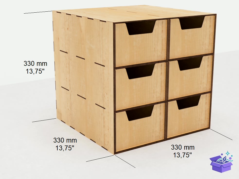 Lazer Kesim Chest 6 Drawers İn Two Rows - Lazer Kesim ve Çizim Dosyası (SVG, DXF, EPS, PNG) - detaylı önizleme 2