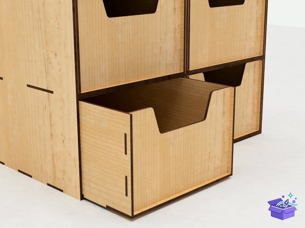 Lazer Kesim Chest 6 Drawers İn Two Rows - Lazer Kesim ve Çizim Dosyası (SVG, DXF, EPS, PNG) - detaylı önizleme 5