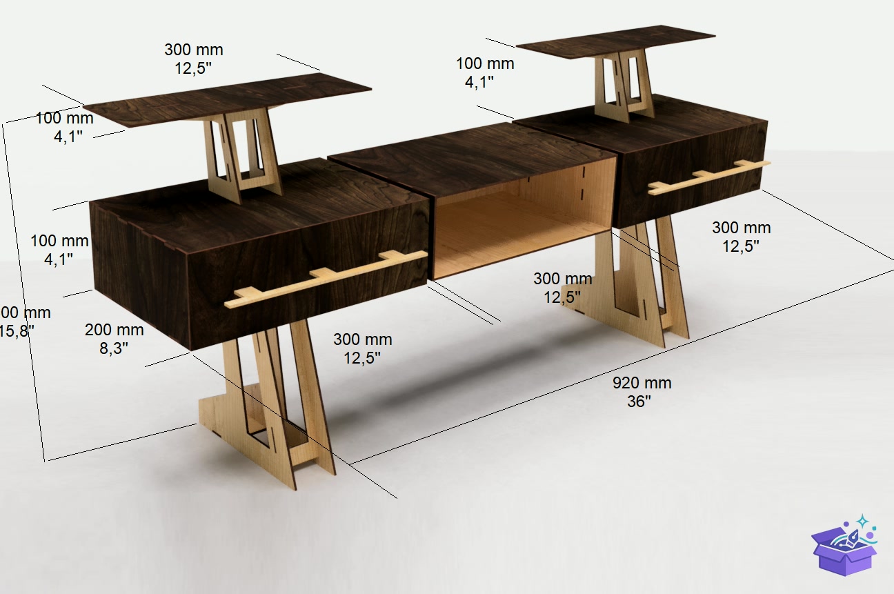 Desk Duvar Rafı Laser Book Duvar Rafı - Lazer Kesim ve Çizim Dosyası (SVG, DXF, EPS, PNG) - detaylı önizleme 2