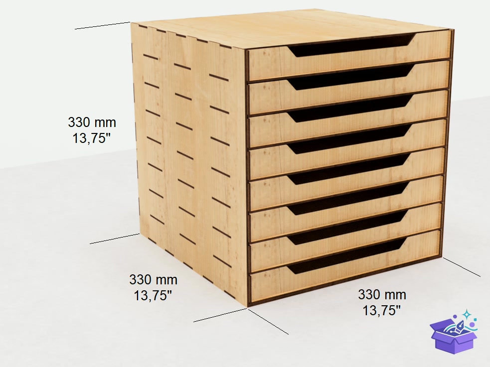 Lazer Kesim Office Organizer With 8 Drawer - Lazer Kesim ve Çizim Dosyası (SVG, DXF, EPS, PNG) - detaylı önizleme 2