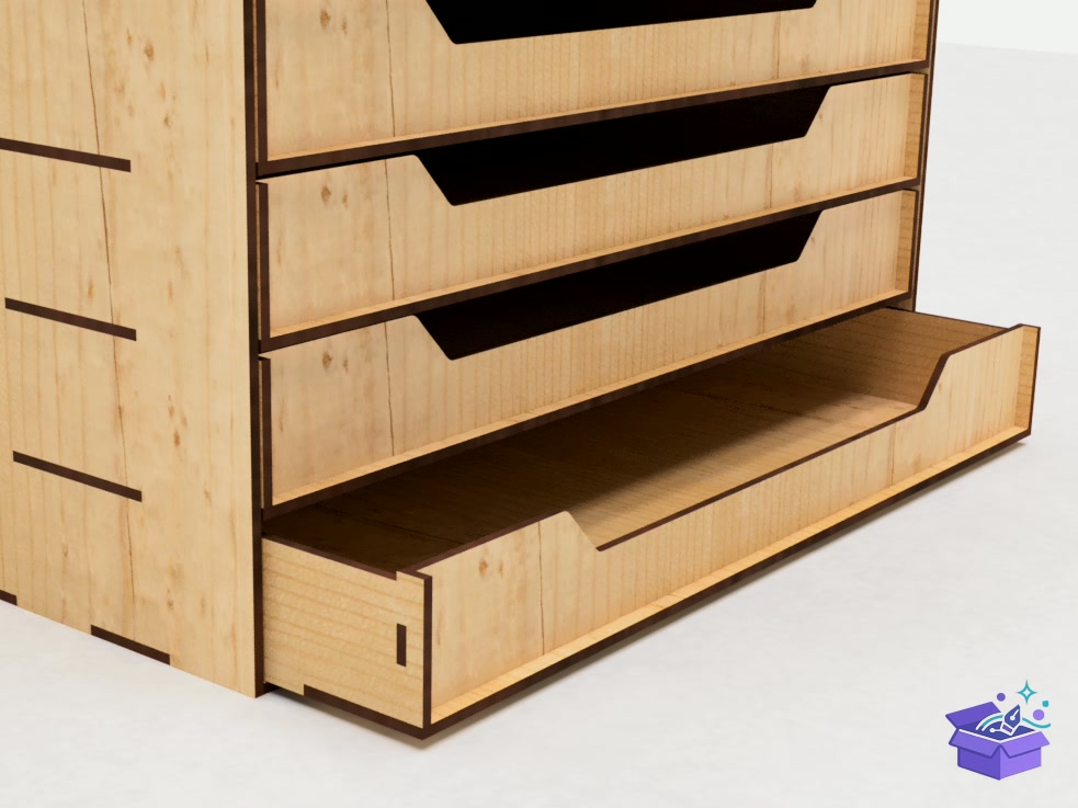 Lazer Kesim Office Organizer With 8 Drawer - Lazer Kesim ve Çizim Dosyası (SVG, DXF, EPS, PNG) - detaylı önizleme 6