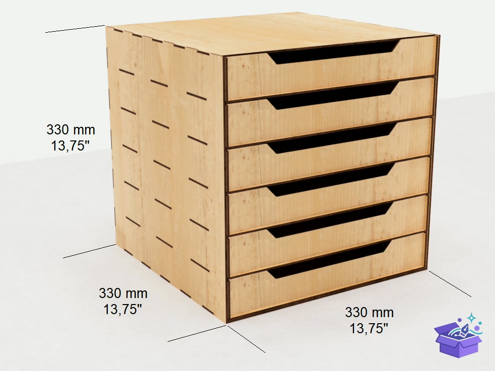 Lazer Kesim Kutu With 6 Drawers - Lazer Kesim ve Çizim Dosyası (SVG, DXF, EPS, PNG) - detaylı önizleme 2