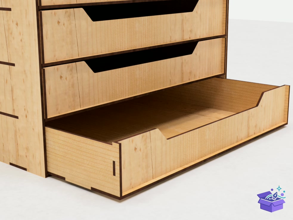 Lazer Kesim Kutu With 6 Drawers - Lazer Kesim ve Çizim Dosyası (SVG, DXF, EPS, PNG) - detaylı önizleme 5