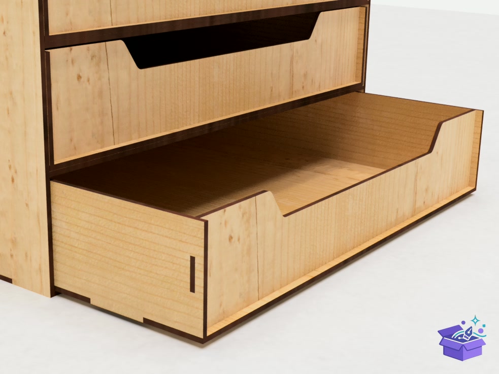 Lazer Kesim Kutu With 5 Drawers - Lazer Kesim ve Çizim Dosyası (SVG, DXF, EPS, PNG) - detaylı önizleme 5