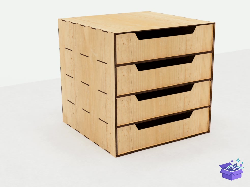 Lazer Kesim Organizer With 4 Drawers - Lazer Kesim ve Çizim Dosyası (SVG, DXF, EPS, PNG) - detaylı önizleme 6