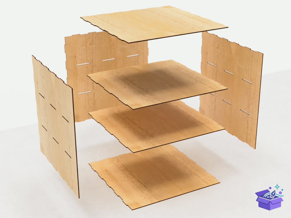 Lazer Kesim Storage Kutu With 3 Drawers - Lazer Kesim ve Çizim Dosyası (SVG, DXF, EPS, PNG) - detaylı önizleme 5