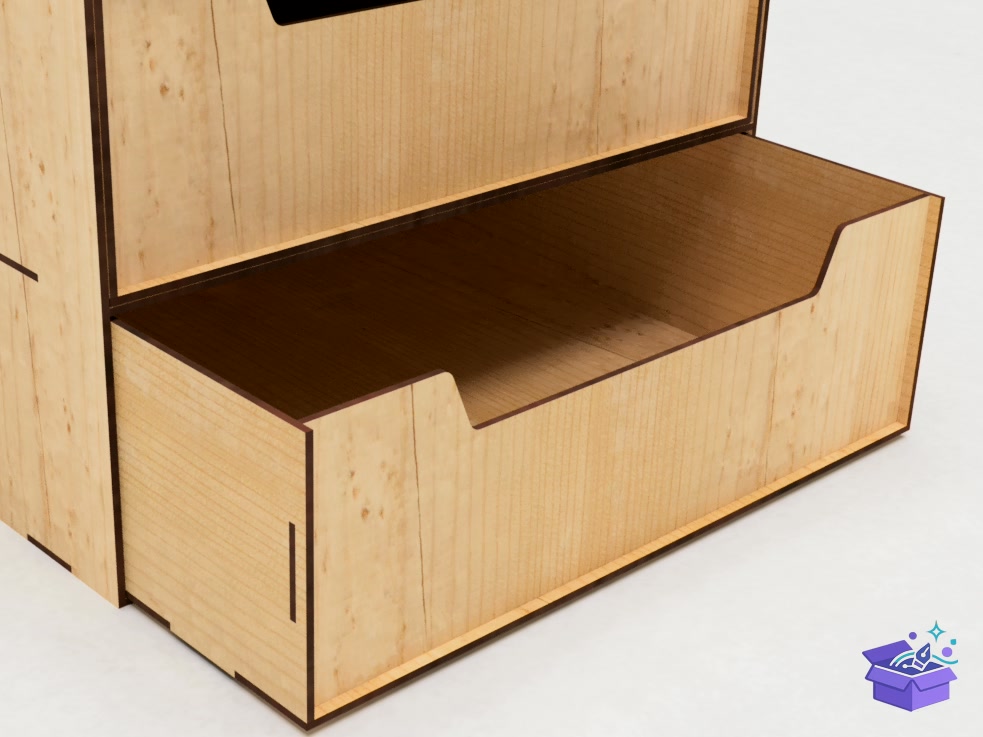 Lazer Kesim Storage Kutu With 3 Drawers - Lazer Kesim ve Çizim Dosyası (SVG, DXF, EPS, PNG) - detaylı önizleme 6