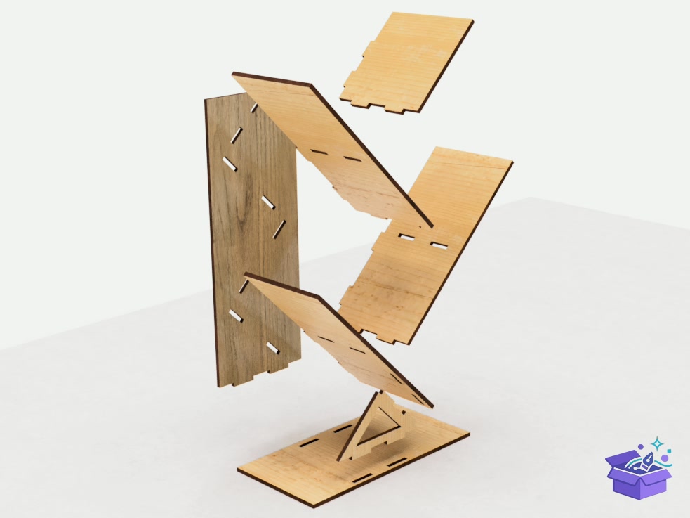 Desk Bookshelf Plans Laser - Lazer Kesim ve Çizim Dosyası (SVG, DXF, EPS, PNG) - detaylı önizleme 3