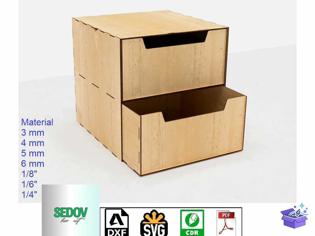 Lazer Kesim Drawer Organizer Or Chest - Lazer Kesim ve Çizim Dosyası (SVG, DXF, EPS, PNG) - Lazer Kesim Dosyaları İndir (DXF, SVG, EPS)