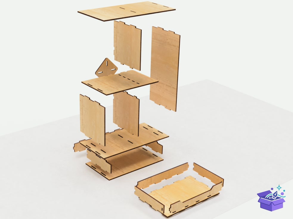 Table Bookshelf With Drawer Lazer Kesim - Lazer Kesim ve Çizim Dosyası (SVG, DXF, EPS, PNG) - detaylı önizleme 3