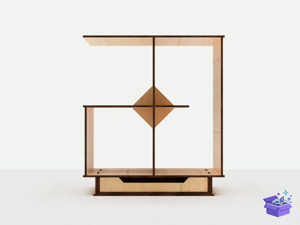 Table Bookshelf With Drawer Lazer Kesim - Lazer Kesim ve Çizim Dosyası (SVG, DXF, EPS, PNG) - detaylı önizleme 4