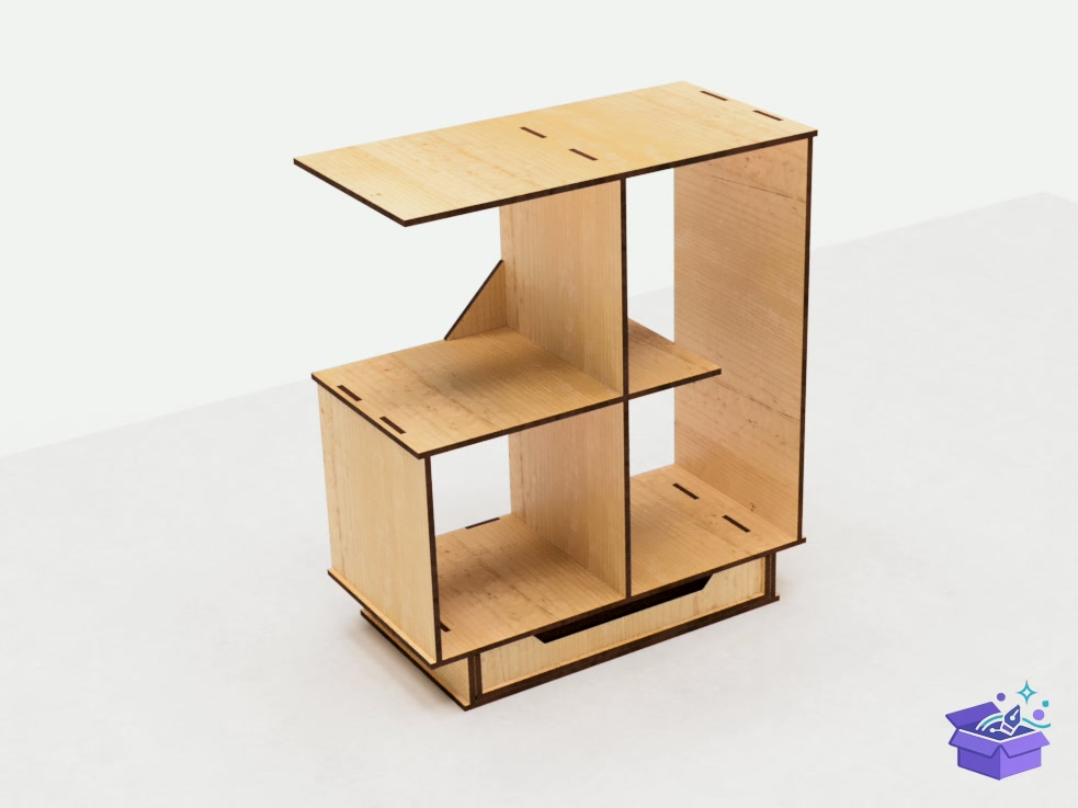 Table Bookshelf With Drawer Lazer Kesim - Lazer Kesim ve Çizim Dosyası (SVG, DXF, EPS, PNG) - detaylı önizleme 5