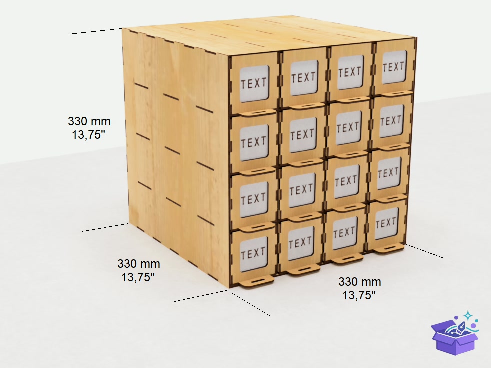 Organizer 16 Drawers Lazer Kesim - Lazer Kesim ve Çizim Dosyası (SVG, DXF, EPS, PNG) - detaylı önizleme 2