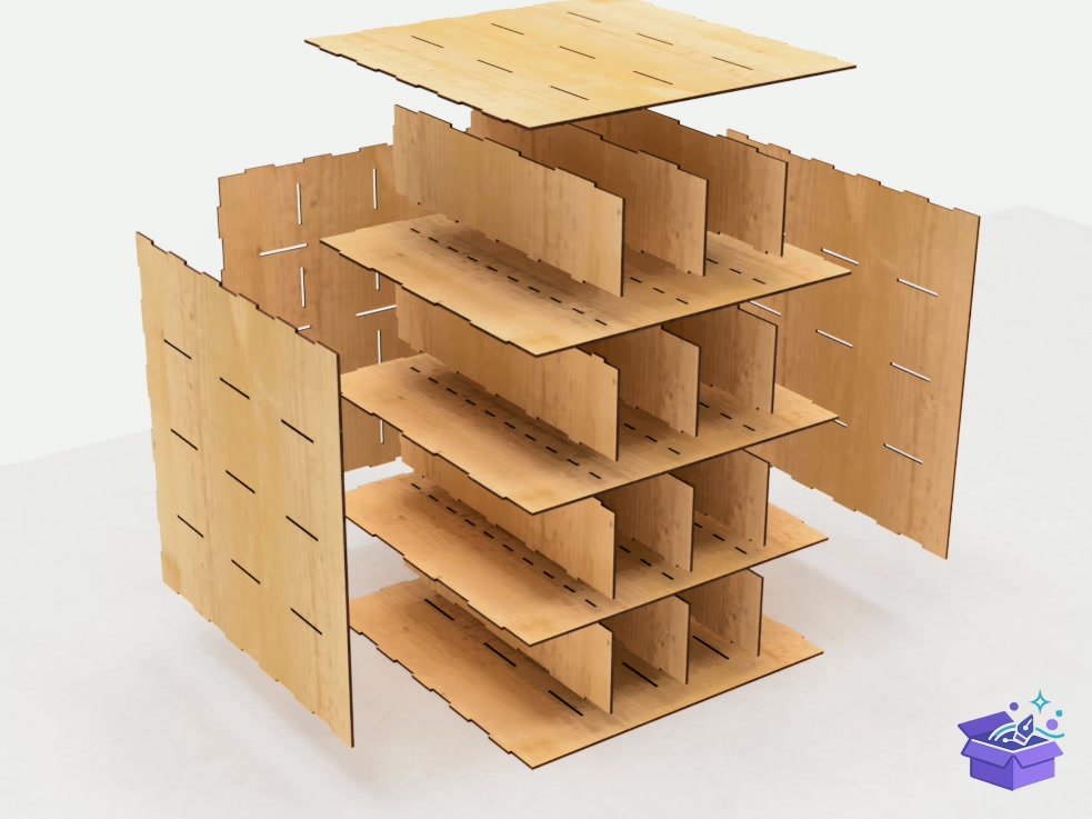 Organizer 16 Drawers Lazer Kesim - Lazer Kesim ve Çizim Dosyası (SVG, DXF, EPS, PNG) - detaylı önizleme 5