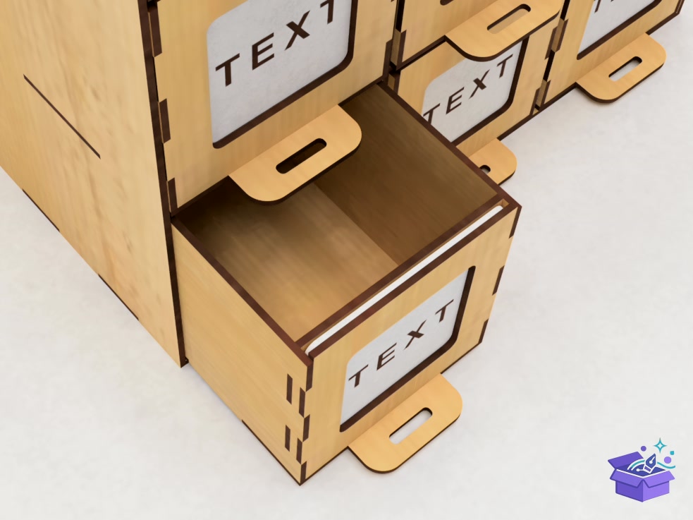 Organizer 9 Drawers Laser - Lazer Kesim ve Çizim Dosyası (SVG, DXF, EPS, PNG) - detaylı önizleme 5