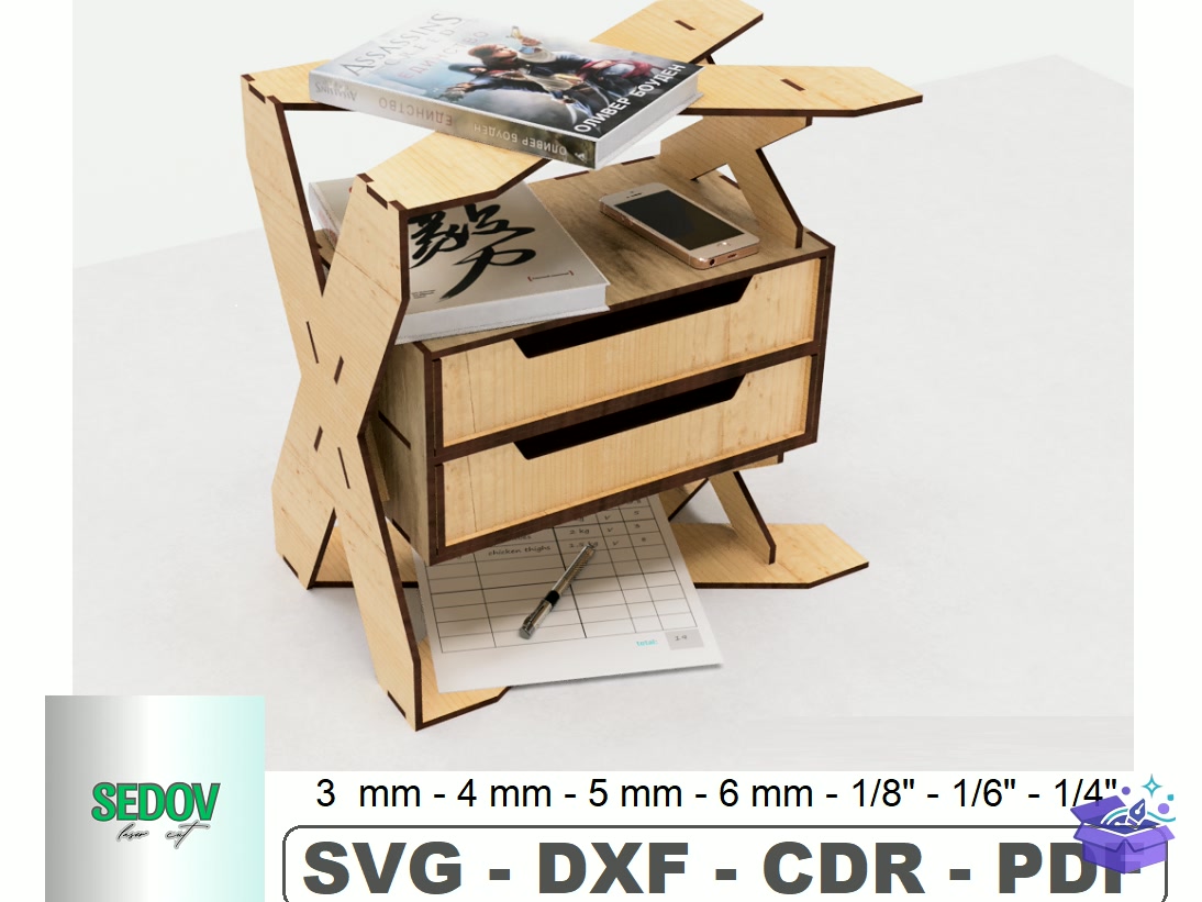 Desktop Organizer With Duvar Rafı Lazer Kesim - Lazer Kesim ve Çizim Dosyası (SVG, DXF, EPS, PNG) - Lazer Kesim Dosyaları İndir (DXF, SVG, EPS)