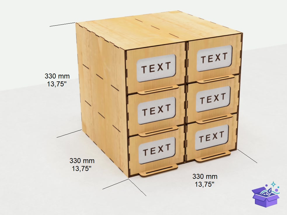 Organizer 6 Drawers Lazer Kesim - Lazer Kesim ve Çizim Dosyası (SVG, DXF, EPS, PNG) - detaylı önizleme 2