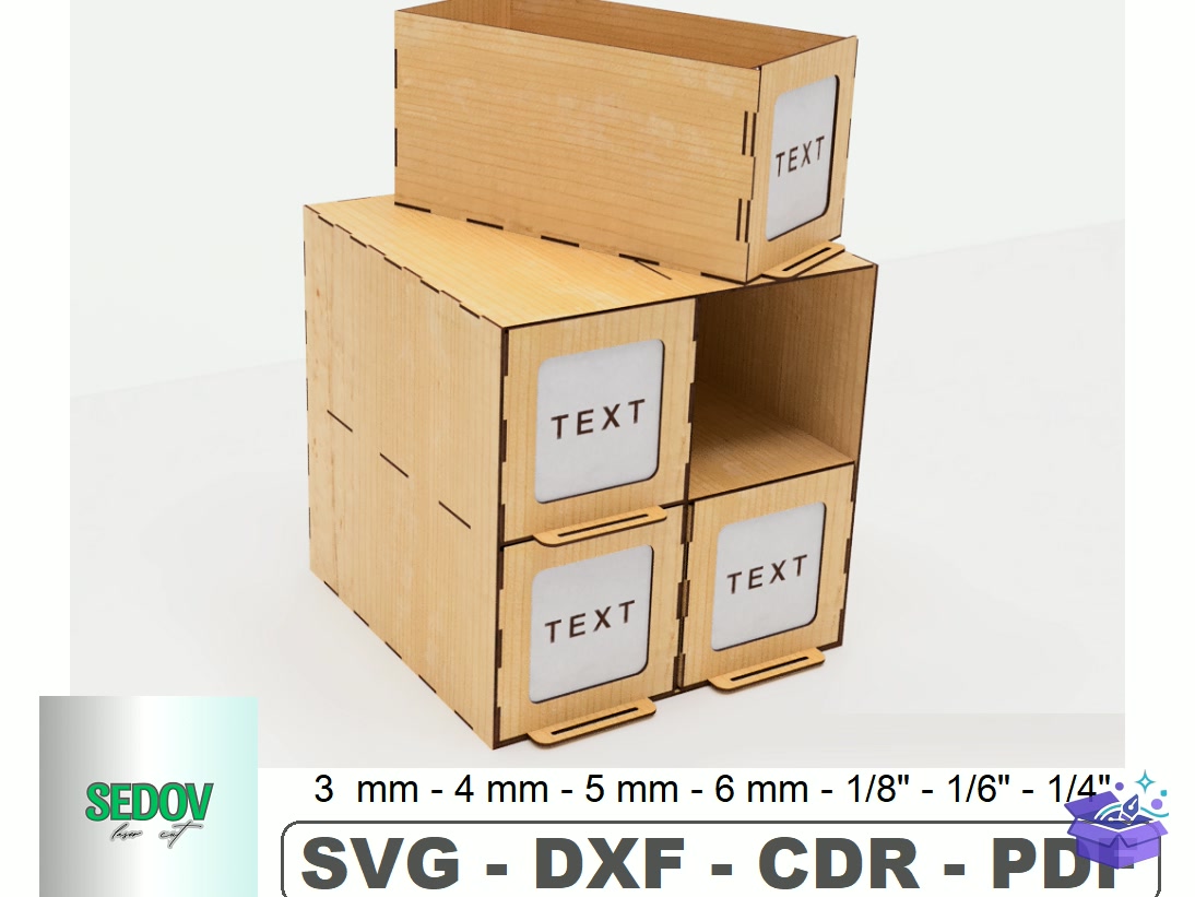 Desktop Organizer Drawers Lazer Kesim - Lazer Kesim ve Çizim Dosyası (SVG, DXF, EPS, PNG) - Lazer Kesim Dosyaları İndir (DXF, SVG, EPS)