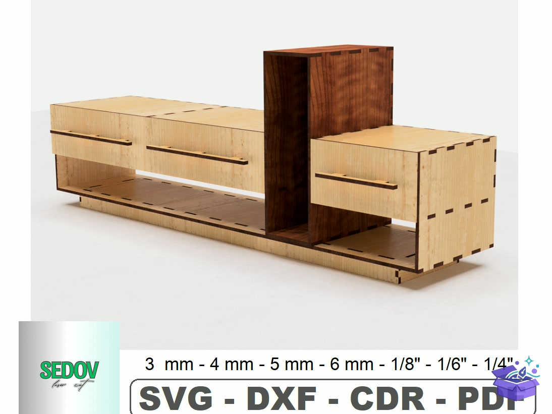 Deskshelf With Drawers Laser - Lazer Kesim ve Çizim Dosyası (SVG, DXF, EPS, PNG) - Lazer Kesim Dosyaları İndir (DXF, SVG, EPS)