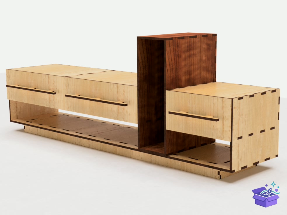 Deskshelf With Drawers Laser - Lazer Kesim ve Çizim Dosyası (SVG, DXF, EPS, PNG) - detaylı önizleme 5