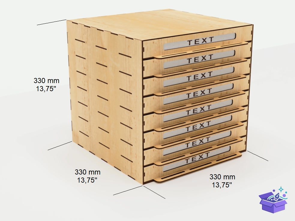 Masaüstü Düzenleyici For 8 Drawers Lazer Kesim - Lazer Kesim ve Çizim Dosyası (SVG, DXF, EPS, PNG) - detaylı önizleme 2