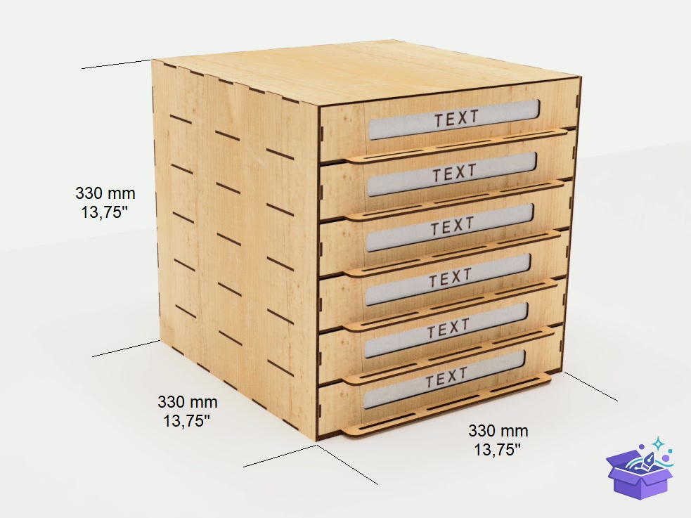 Chest Organizer 6 Drawers Kutu Lazer Kesim - Lazer Kesim ve Çizim Dosyası (SVG, DXF, EPS, PNG) - detaylı önizleme 2