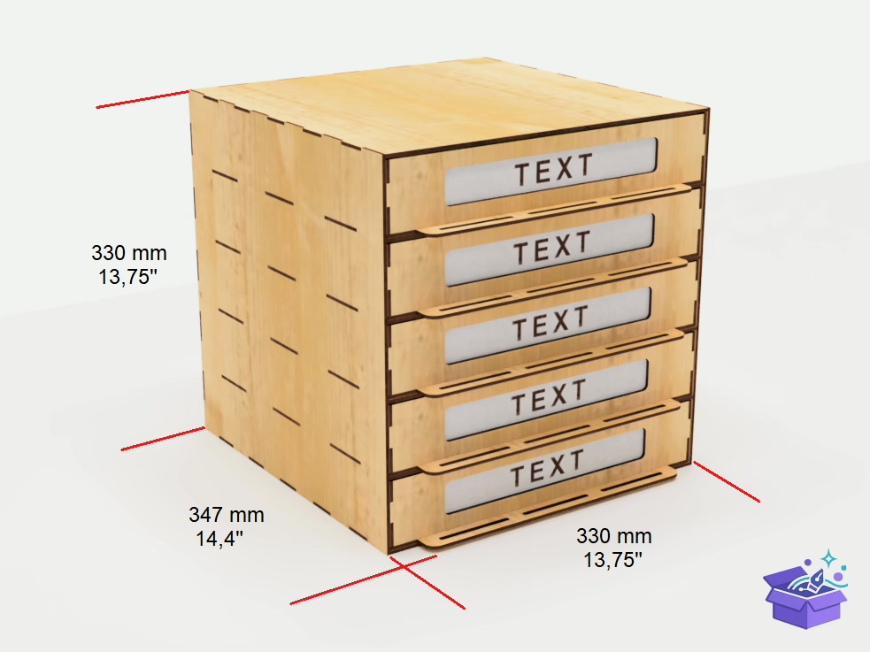 Table Organizer 5 Drawers Laser - Lazer Kesim ve Çizim Dosyası (SVG, DXF, EPS, PNG) - detaylı önizleme 2