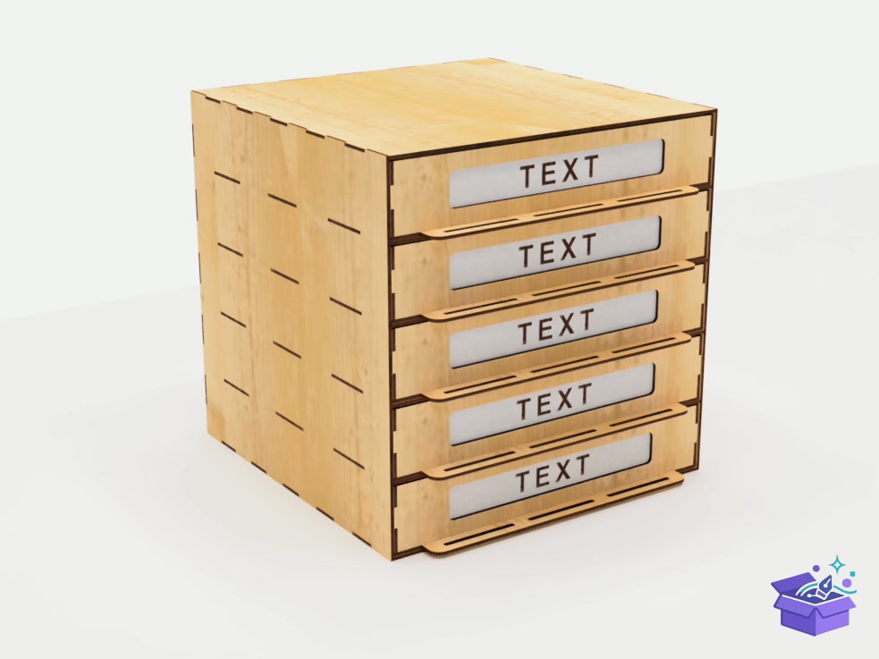 Table Organizer 5 Drawers Laser - Lazer Kesim ve Çizim Dosyası (SVG, DXF, EPS, PNG) - detaylı önizleme 6