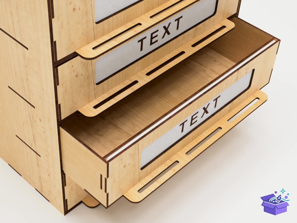 Organizer With 4 Drawers Laser - Lazer Kesim ve Çizim Dosyası (SVG, DXF, EPS, PNG) - detaylı önizleme 6