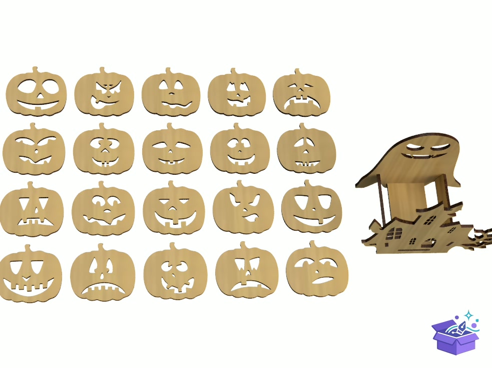 Whimsical Pumpkin Cup Tutucu Kit Laser - Lazer Kesim ve Çizim Dosyası (SVG, DXF, EPS, PNG) - detaylı önizleme 2