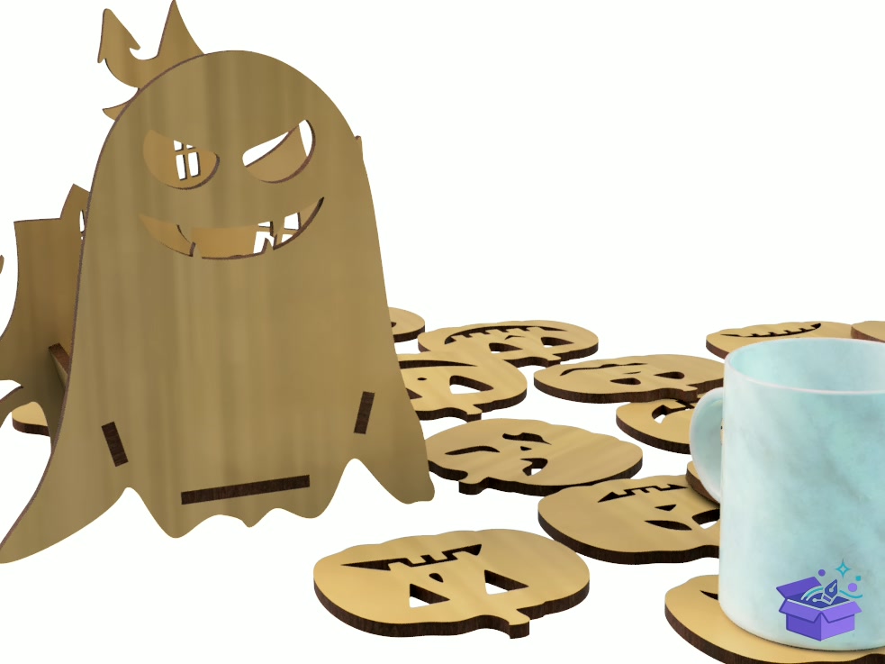 Whimsical Pumpkin Cup Tutucu Kit Laser - Lazer Kesim ve Çizim Dosyası (SVG, DXF, EPS, PNG) - detaylı önizleme 5