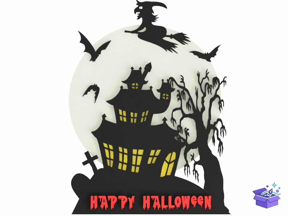 Lazer Kesim Spooky Cadılar Bayramı Tabela Levha - Lazer Kesim ve Çizim Dosyası (SVG, DXF, EPS, PNG) - detaylı önizleme 2