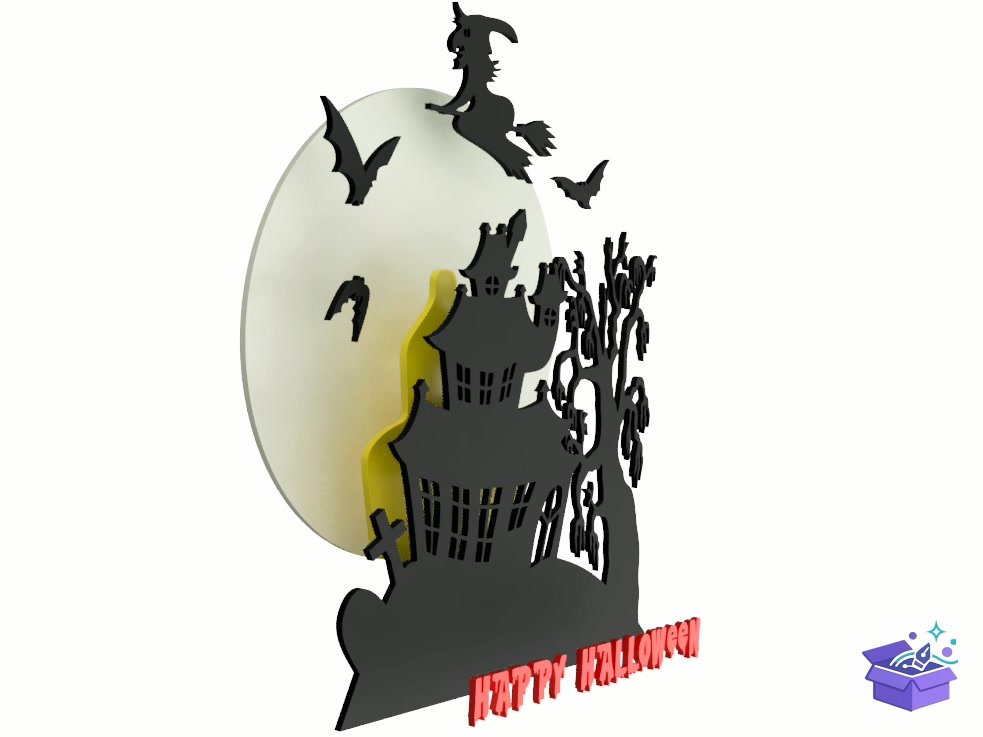 Lazer Kesim Spooky Cadılar Bayramı Tabela Levha - Lazer Kesim ve Çizim Dosyası (SVG, DXF, EPS, PNG) - detaylı önizleme 3