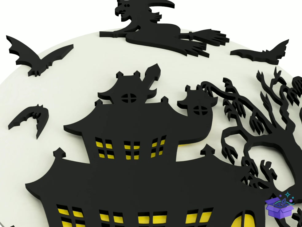 Lazer Kesim Spooky Cadılar Bayramı Tabela Levha - Lazer Kesim ve Çizim Dosyası (SVG, DXF, EPS, PNG) - detaylı önizleme 4