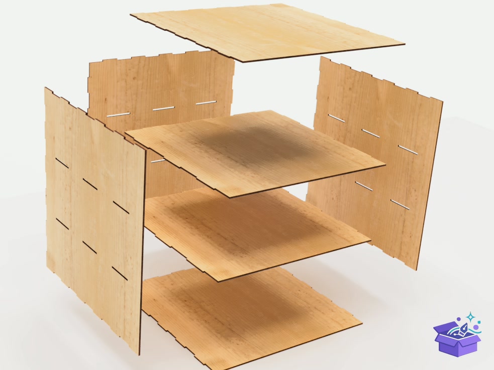 Organizer With Three Drawers Lazer Kesim - Lazer Kesim ve Çizim Dosyası (SVG, DXF, EPS, PNG) - detaylı önizleme 5