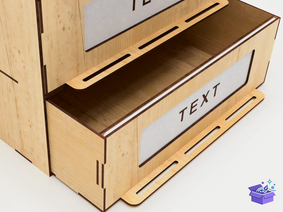 Organizer With Three Drawers Lazer Kesim - Lazer Kesim ve Çizim Dosyası (SVG, DXF, EPS, PNG) - detaylı önizleme 6