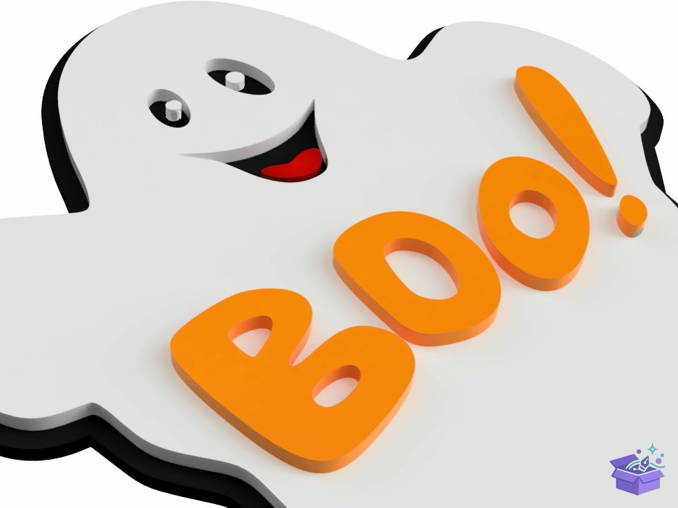 Lazer Kesim Cadılar Bayramı BOO 3D Door Tabela Levha - 3D Baskı ve Model Dosyası (STL, OBJ, 3MF) - detaylı önizleme 2