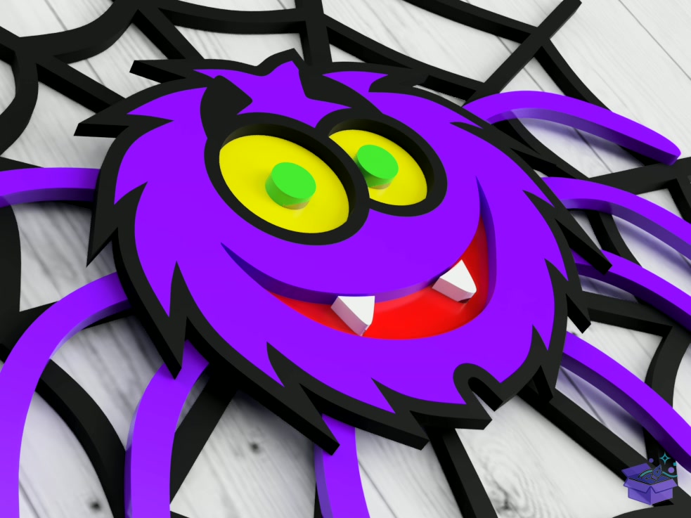 Lazer Kesim Cadılar Bayramı Tabela Levha 3D Spider - 3D Baskı ve Model Dosyası (STL, OBJ, 3MF) - detaylı önizleme 2