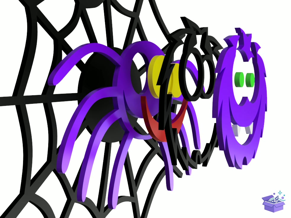 Lazer Kesim Cadılar Bayramı Tabela Levha 3D Spider - 3D Baskı ve Model Dosyası (STL, OBJ, 3MF) - detaylı önizleme 3