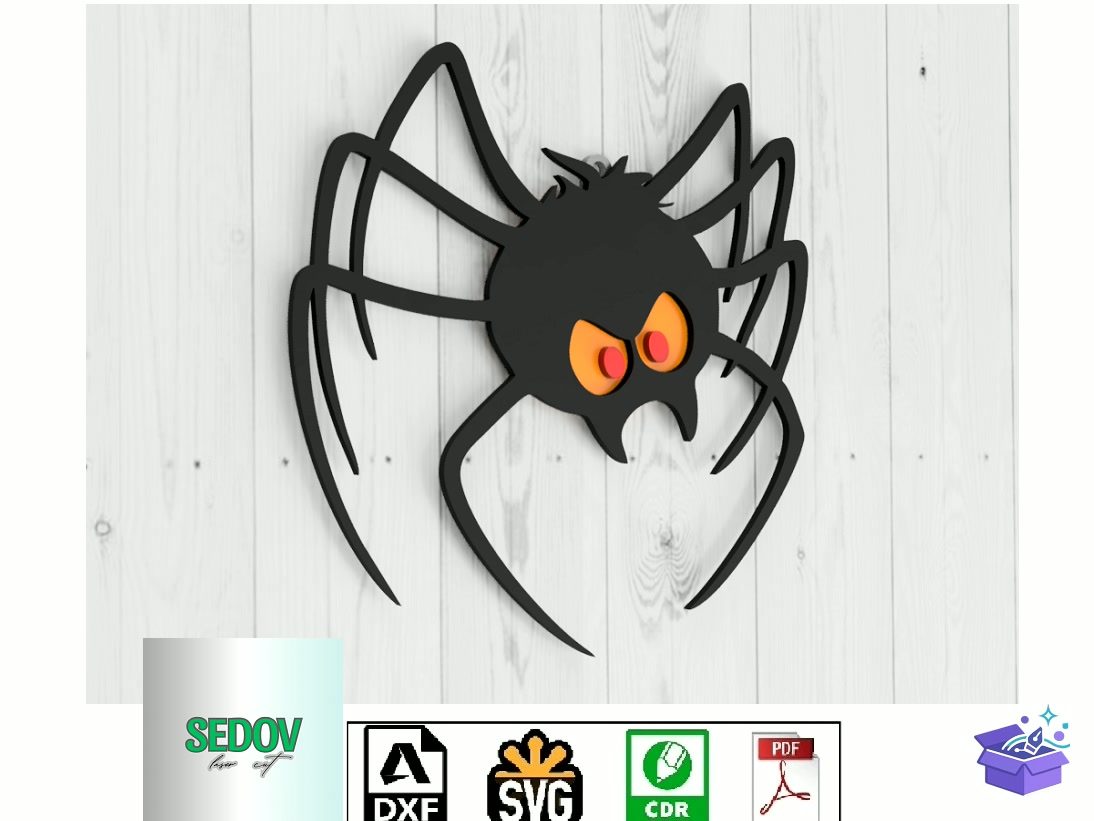Lazer Kesim Evil Spider Door Tabela Levha - Lazer Kesim ve Çizim Dosyası (SVG, DXF, EPS, PNG) - detaylı önizleme 4