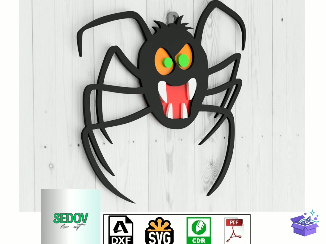 Lazer Kesim Evil Toothed Spider - Lazer Kesim ve Çizim Dosyası (SVG, DXF, EPS, PNG) - detaylı önizleme 4