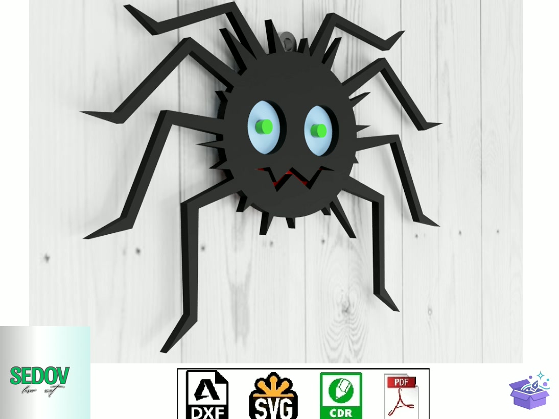 Lazer Kesim 3D Spider Door Tabela Levha - 3D Baskı ve Model Dosyası (STL, OBJ, 3MF) - detaylı önizleme 4